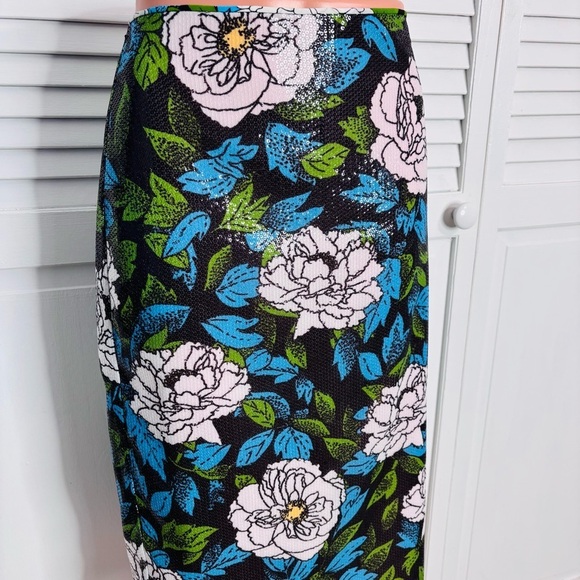 DIANE VON FURSTENBERG Boswell Sequined Floral Pencil Skirt Size 10 - Picture 3 of 10